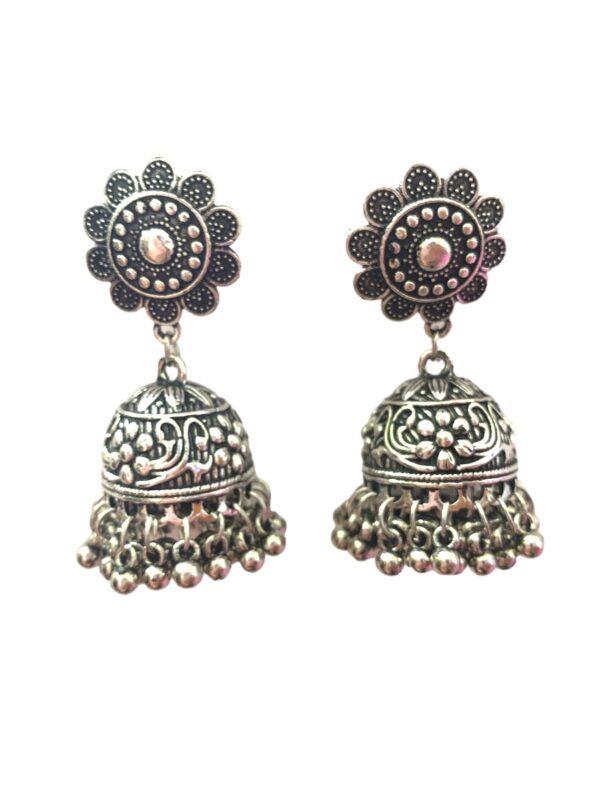 Ethnic Indian Small German Silver Jhumki Earring