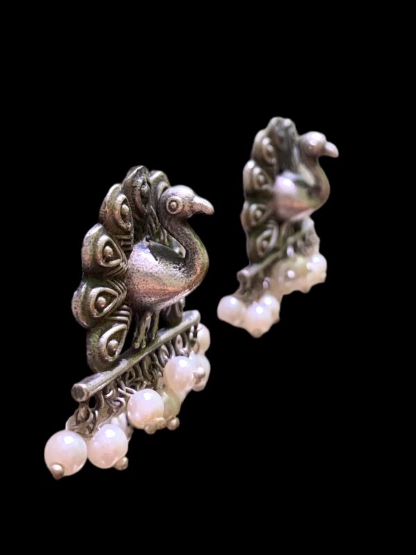 German Silver Plated Peacock Pearl Earrings