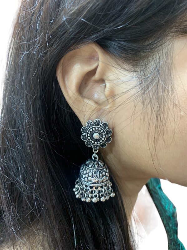 Ethnic Indian Small German Silver Jhumki Earring